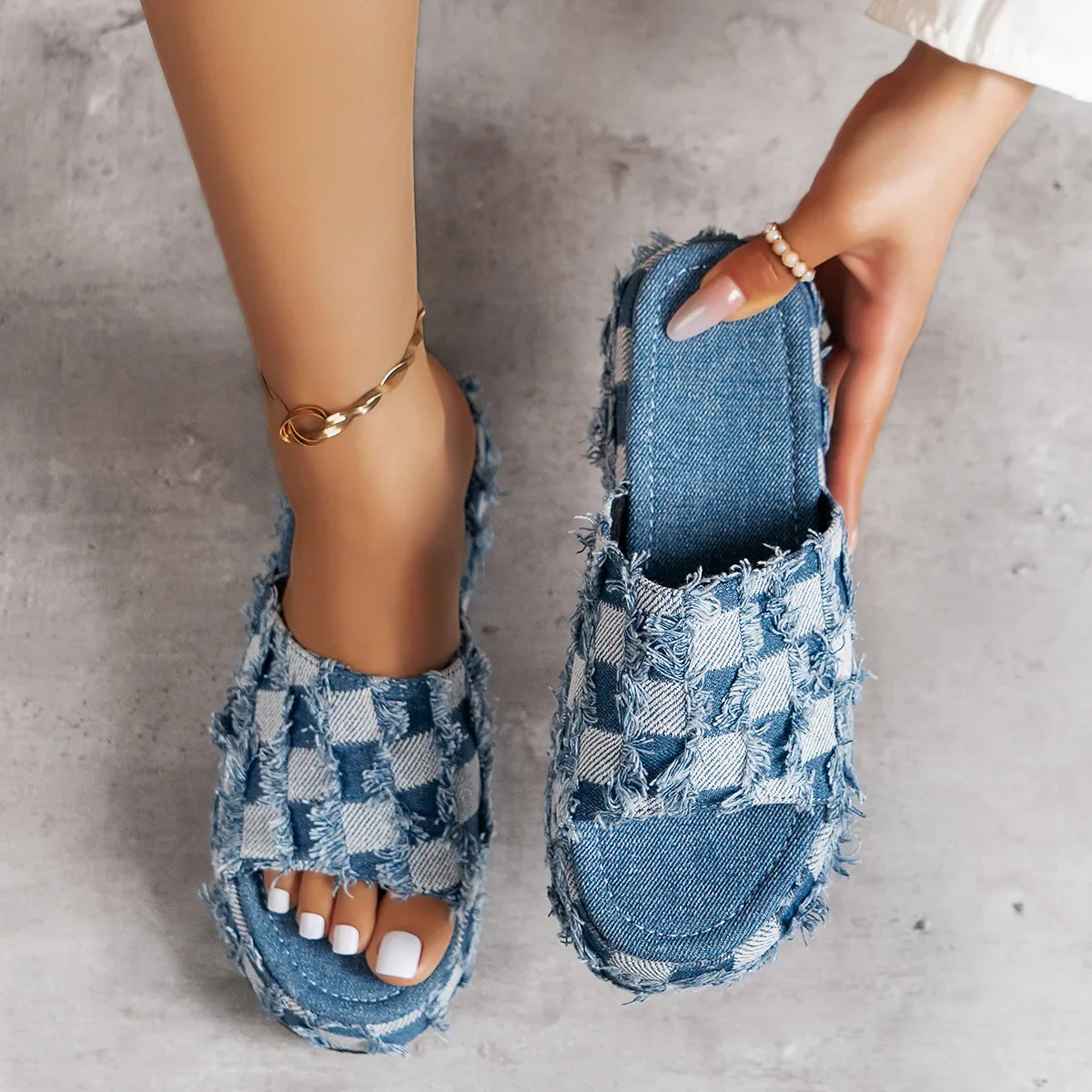 Women Shoes Jeans - Neue Frauen Denim Slides Sommers andalen