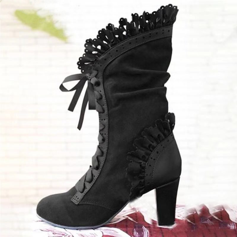Women Shoes Jeans - Frauen Spitze frauen High Heel Mitte