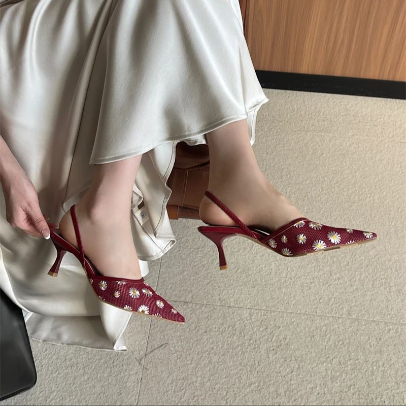 Women'S Shoes Burgundy - Burgund Heels Schwarz Spitz Slingback Schuhe