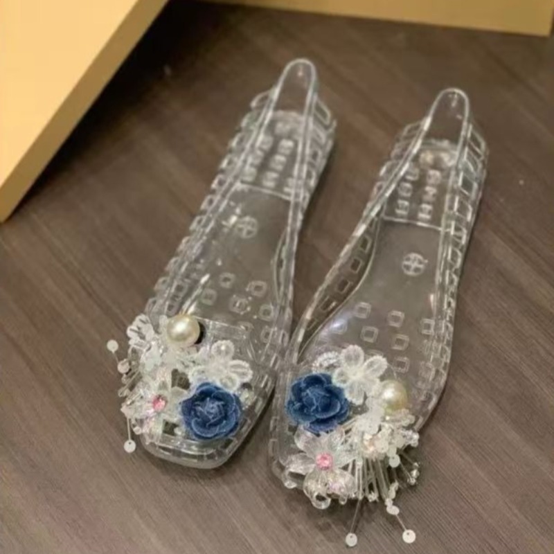 Mary Jane Shoes - Designer-Schuhe, Glamour, PVC, transparent, Edelstein-Design, Sandalen,