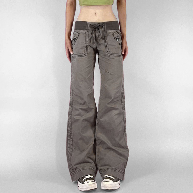 Women Shoes Jeans - Vintage Jeans mit niedriger Kordelzugtaille für
