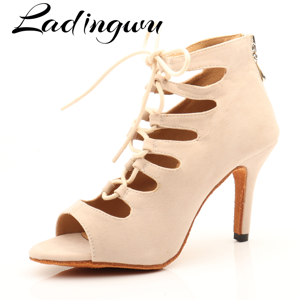 Women'S Shoes Z - Ladingwu Beige Wildleder High-top Dance Schuhe