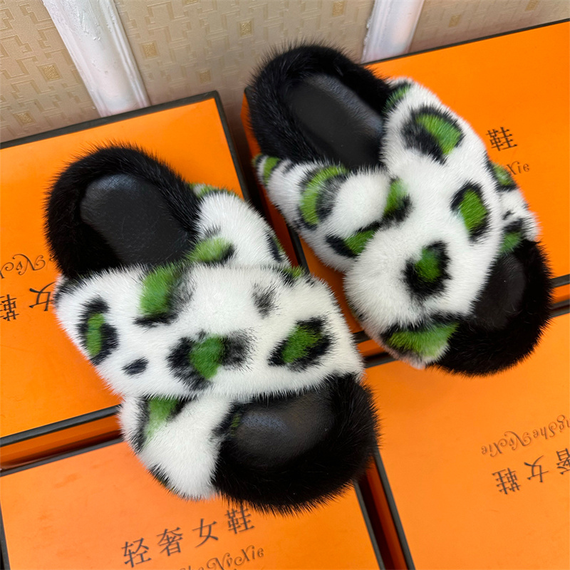 Women Shoes Mules - Damen-Slipper-Mules Sommer-Sandalen 2026 Schuhe Nerzfell-Hausschuhe Dicke