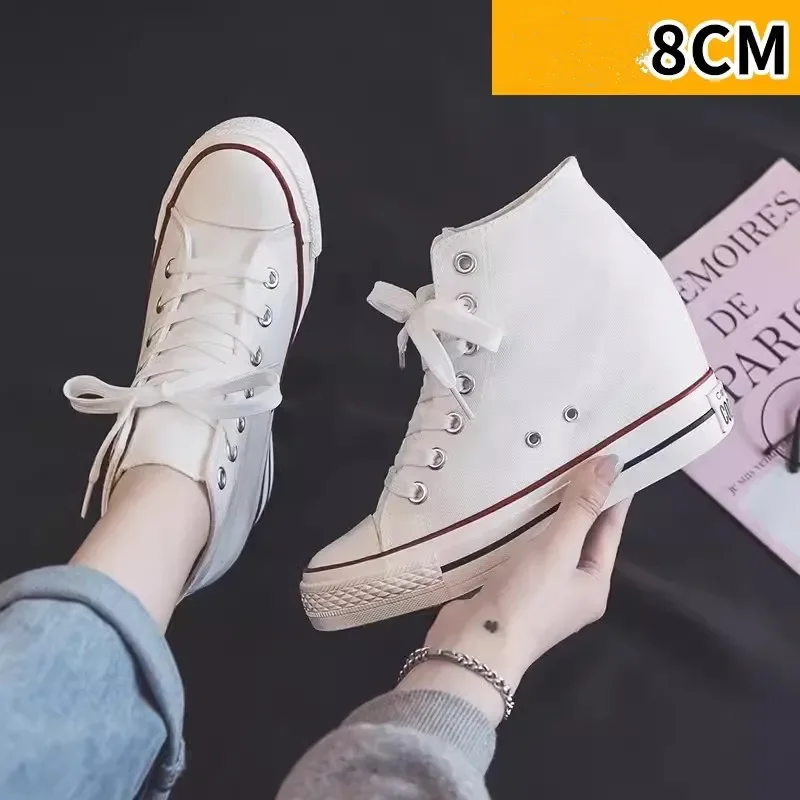 Women Shoes Size Chart - Hohe 8 cm Plattform-Leinwandschuhe für Frauen,
