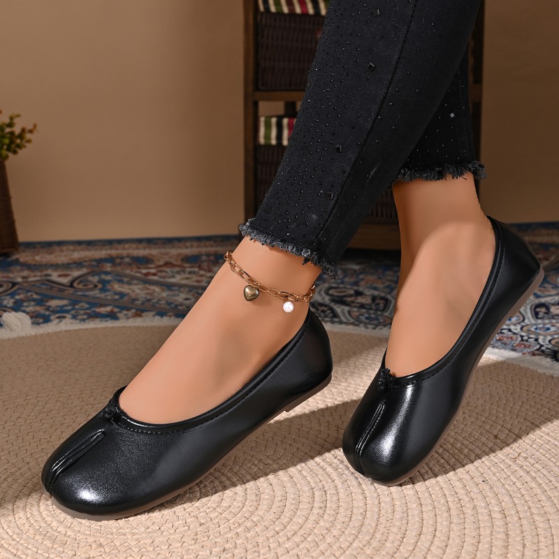 Women Shoes Jeans - Damen Gemütliche Leder-Flats mit geteilter Zehenpartie,