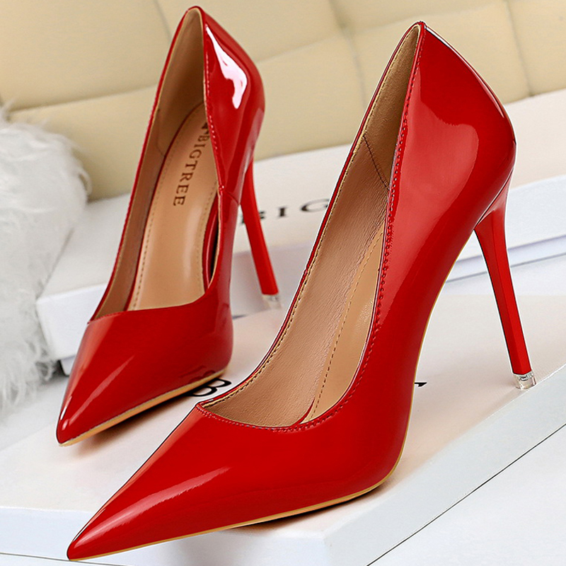 Patent Leather Pump - BIGTREE Schuhe Lackleder Schuhe Frau Pumps
