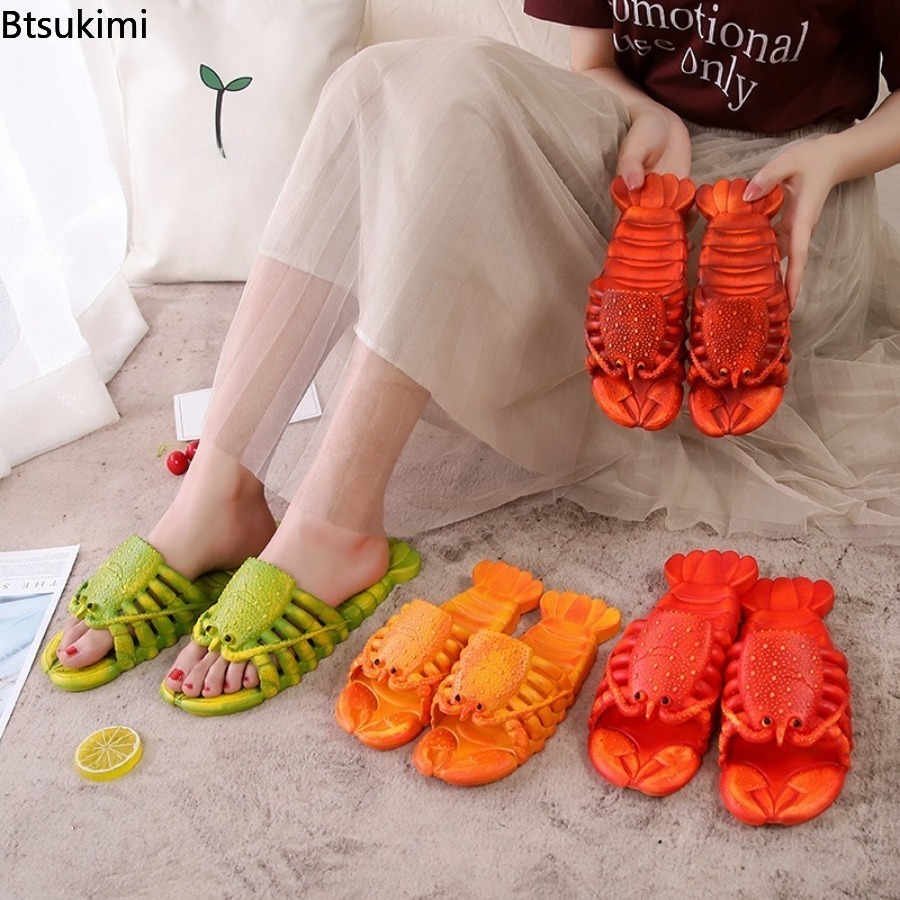 Women Shoes Size To Men - Neue 2026 Sommer-Spaß Cartoon-Hummer-Hausschuhe PVC Weiche
