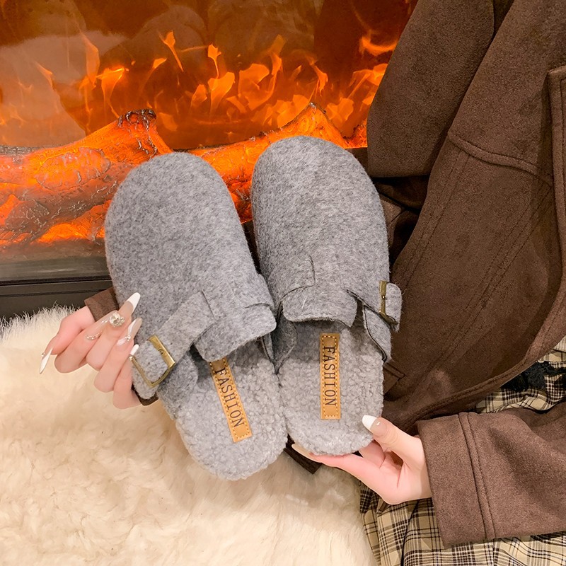 Women Shoes Mules - 2025, Damen-Winter-Mule-Hausschuhe, modische Hausschuhe aus Wildleder