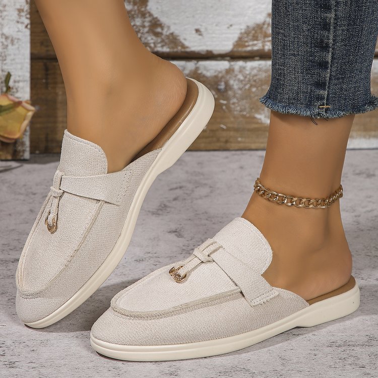 Slip On Mule Flat - Damen Slip-On Vintage Quasten-Mule-Loafer Flache Slipper