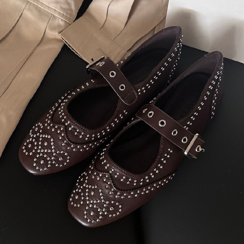 Retro Niet Schnalle Design Woh – Mary Jane Shoes Bewertung und Preis