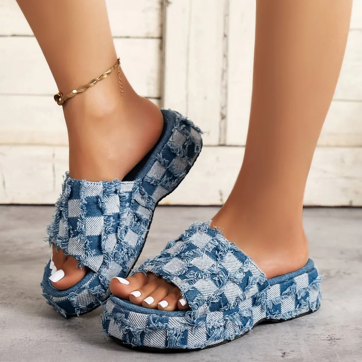 Neue Frauen Denim Slides Somme – Women Shoes Jeans Bewertung und Preis