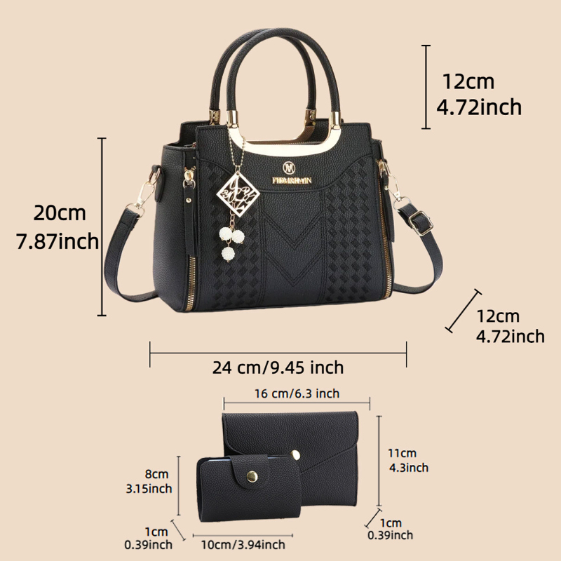 3-teiliges Handtaschen-Set aus – Women Shoes Zipper Bewertung und Preis