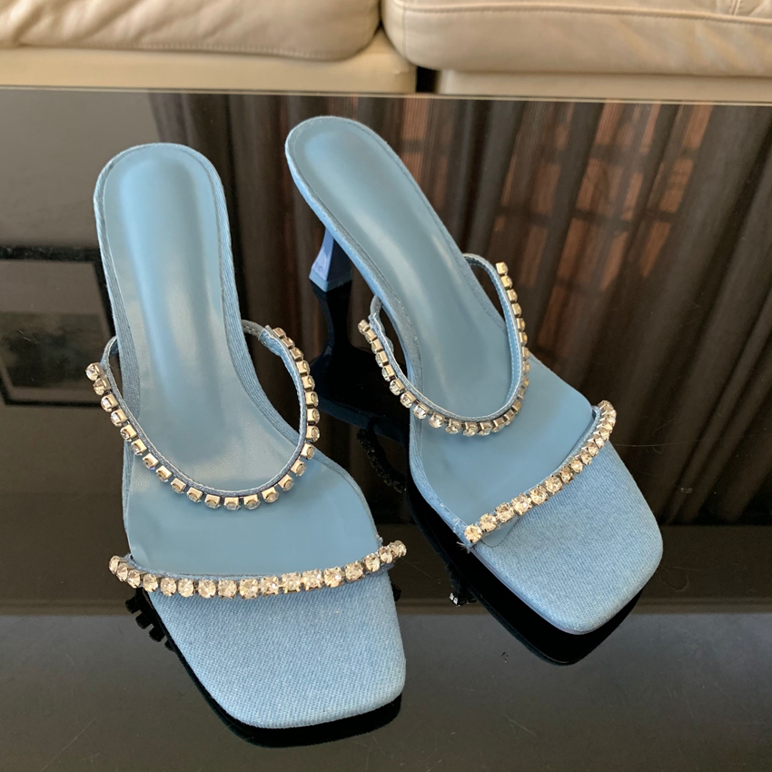 Denim Strass Heels Sandalen Fr – Women Shoes Jeans Bewertung und Preis