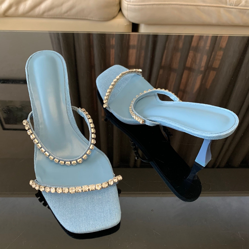 Denim Strass Heels Sandalen Fr – Women Shoes Jeans Bewertung und Preis