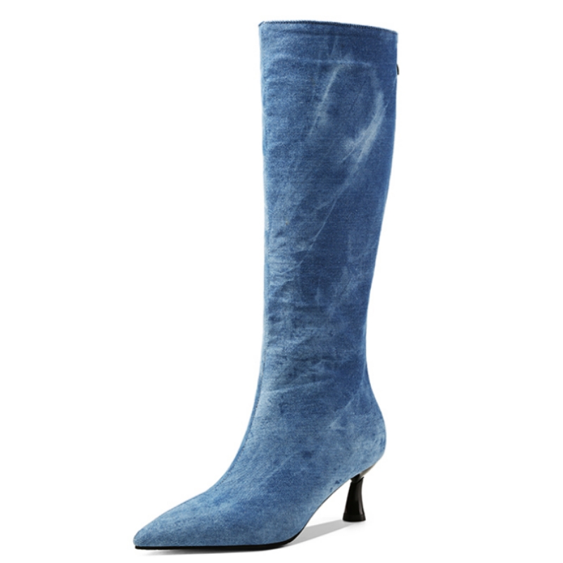 Blaue Jeans Kniehohe Stiefel F – Women Shoes Jeans Bewertung und Preis