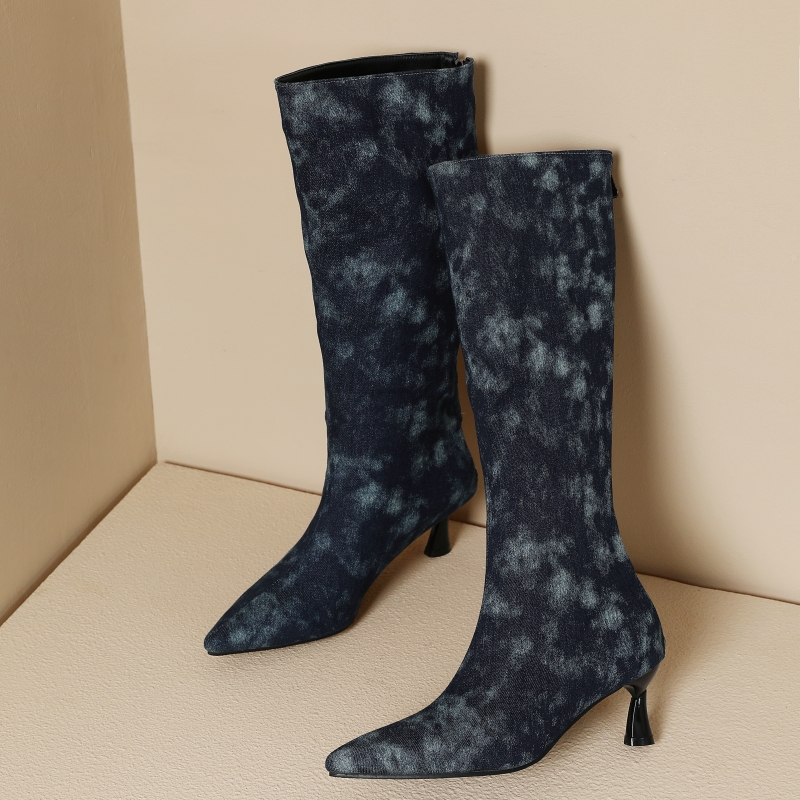 Blaue Jeans Kniehohe Stiefel F – Women Shoes Jeans Bewertung und Preis