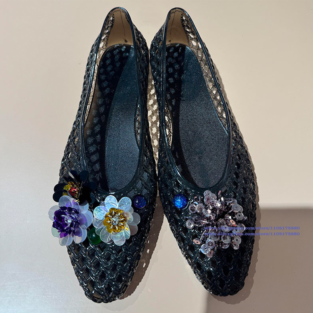 Glitzernde goldene, hohle Jell – Slip On Mule Flat Bewertung und Preis