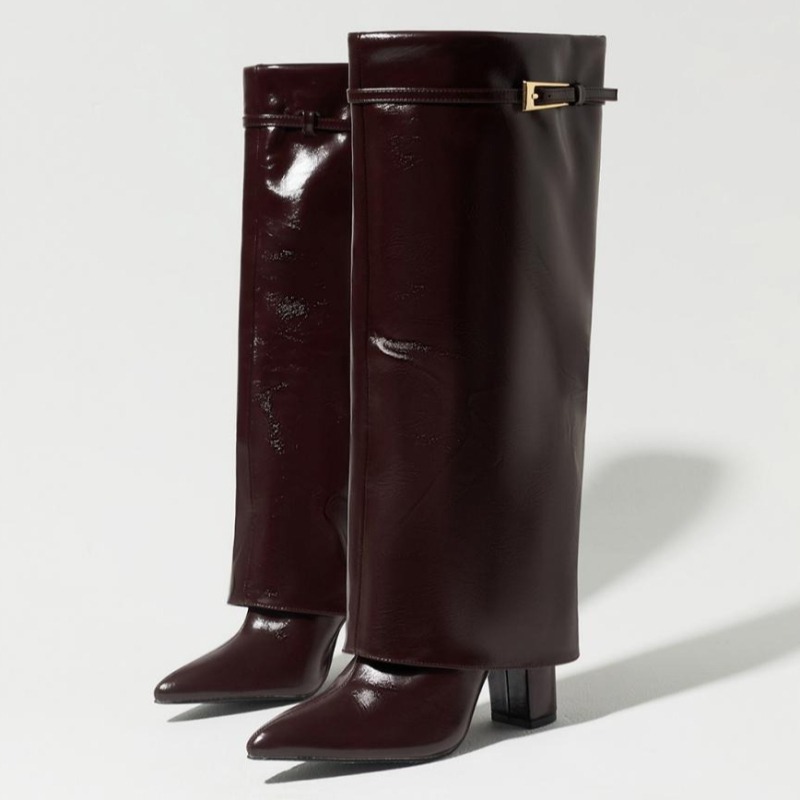 Retro Burgunderrote Kniestiefe – Women'S Shoes Burgundy Bewertung und Preis