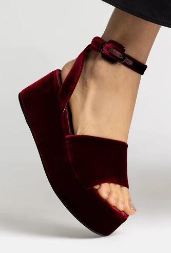 Burgunderrote Samt-Sandalen mi – Women'S Shoes Burgundy Bewertung und Preis
