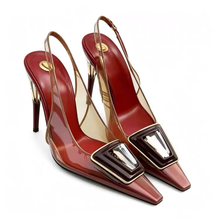 Damen Transparente PVC Slingba – Metallic Heel Sandal Bewertung und Preis
