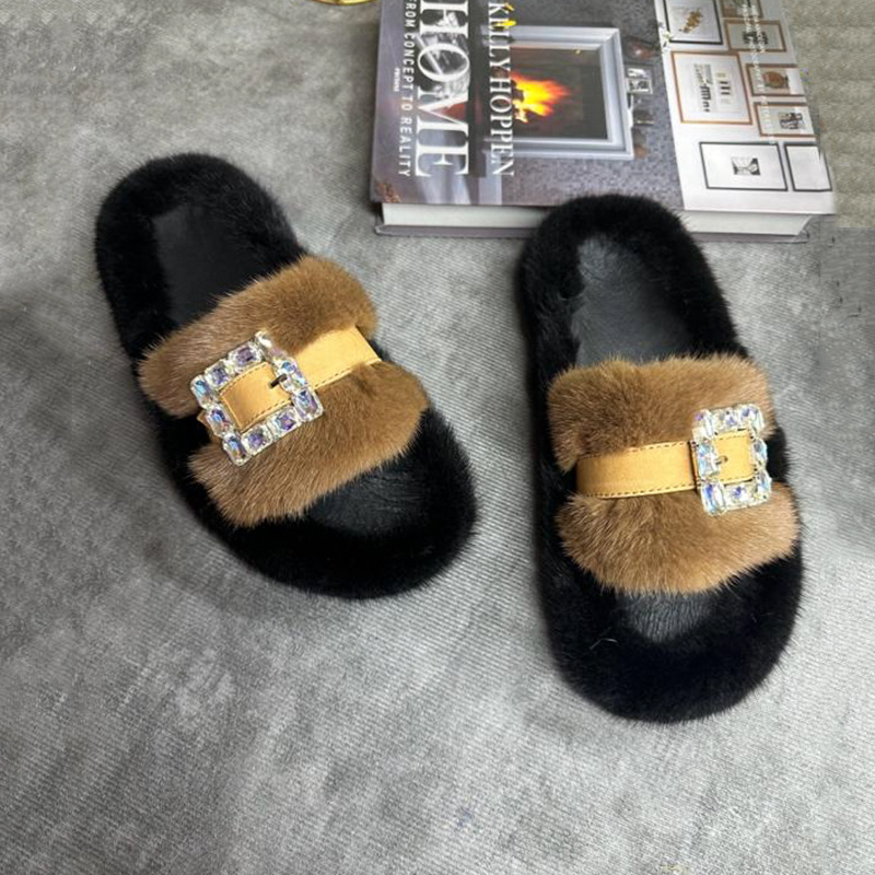 Nerzfell-Pantoffeln für Damen, – Women Shoes Mules Bewertung und Preis