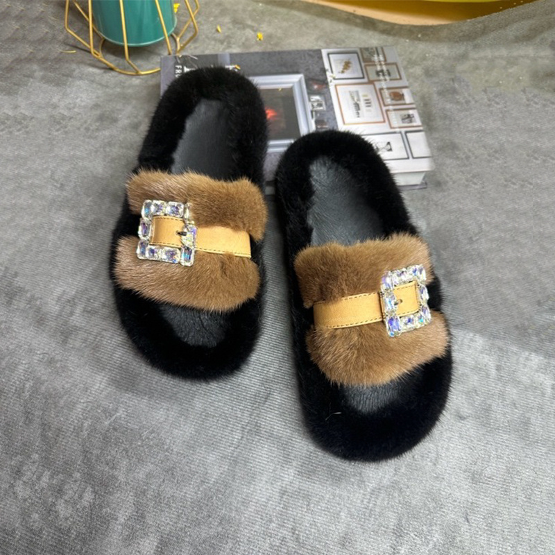 Nerzfell-Pantoffeln für Damen, – Women Shoes Mules Bewertung und Preis