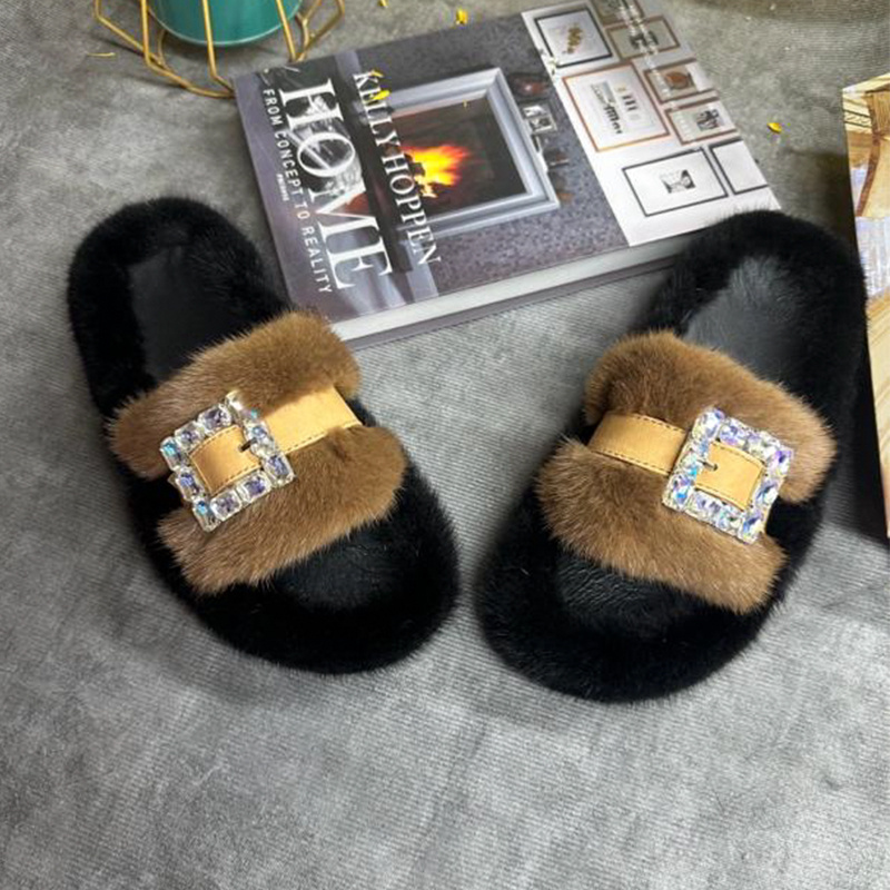 Nerzfell-Pantoffeln für Damen, – Women Shoes Mules Bewertung und Preis