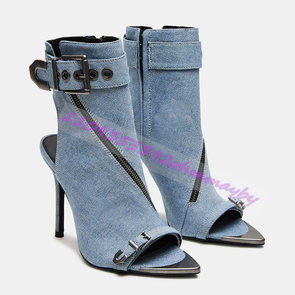 Sommerliche blaue Denim-Stiefe – Women Shoes Zipper Bewertung und Preis