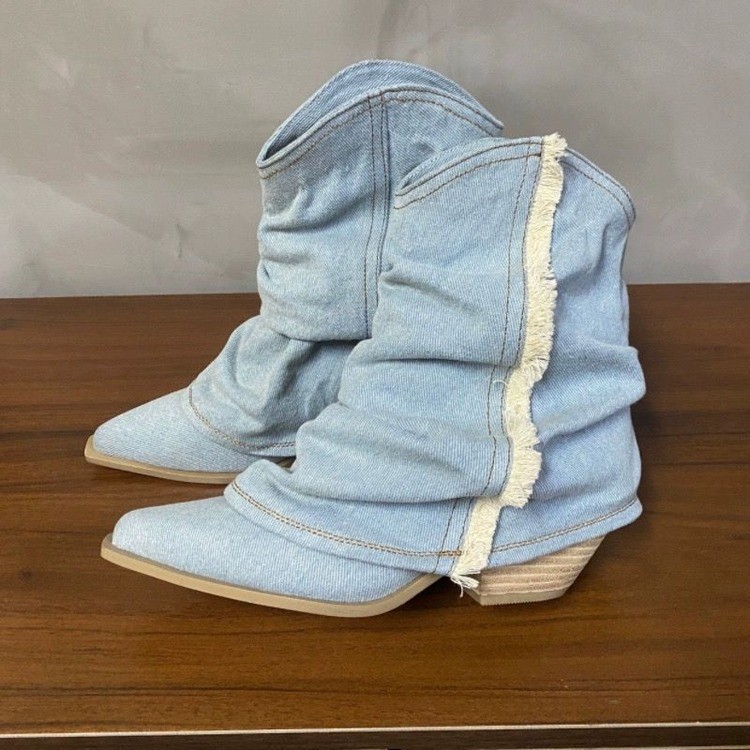 Plissee Denim Stiefeletten Fra – Women Shoes Jeans Bewertung und Preis