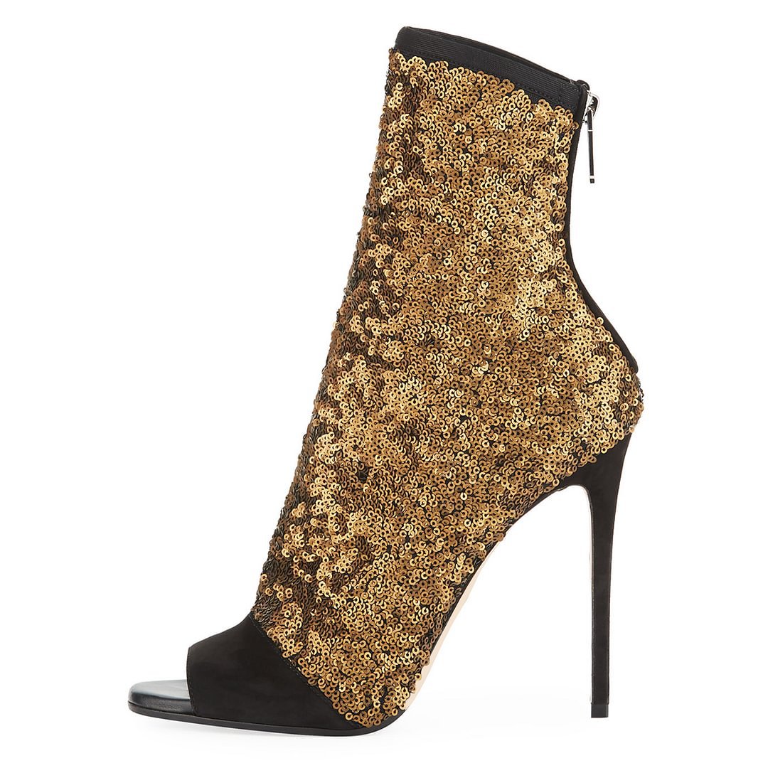 Patchwork BlingBling Peep Toe  – Women Shoes Zipper Bewertung und Preis