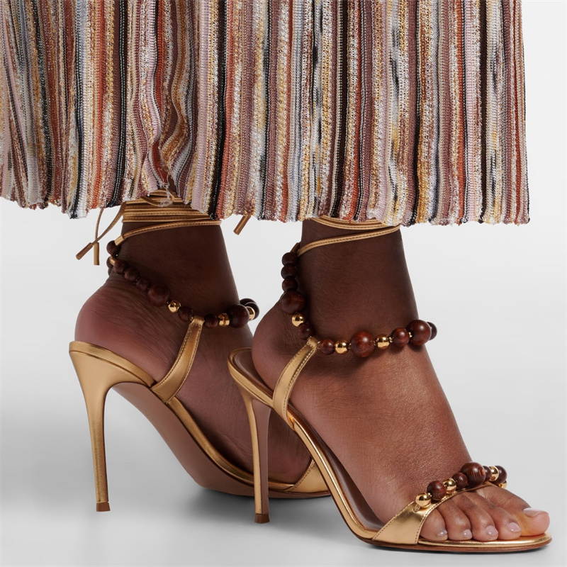 Retro Luxus Braune Ledersandal – Metallic Heel Sandal Bewertung und Preis